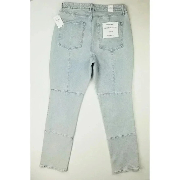 Good American Size 15 Womens Good Boy 32 Inch Inseam Flat Tummy Blue Denim Jeans - Picture 1 of 16